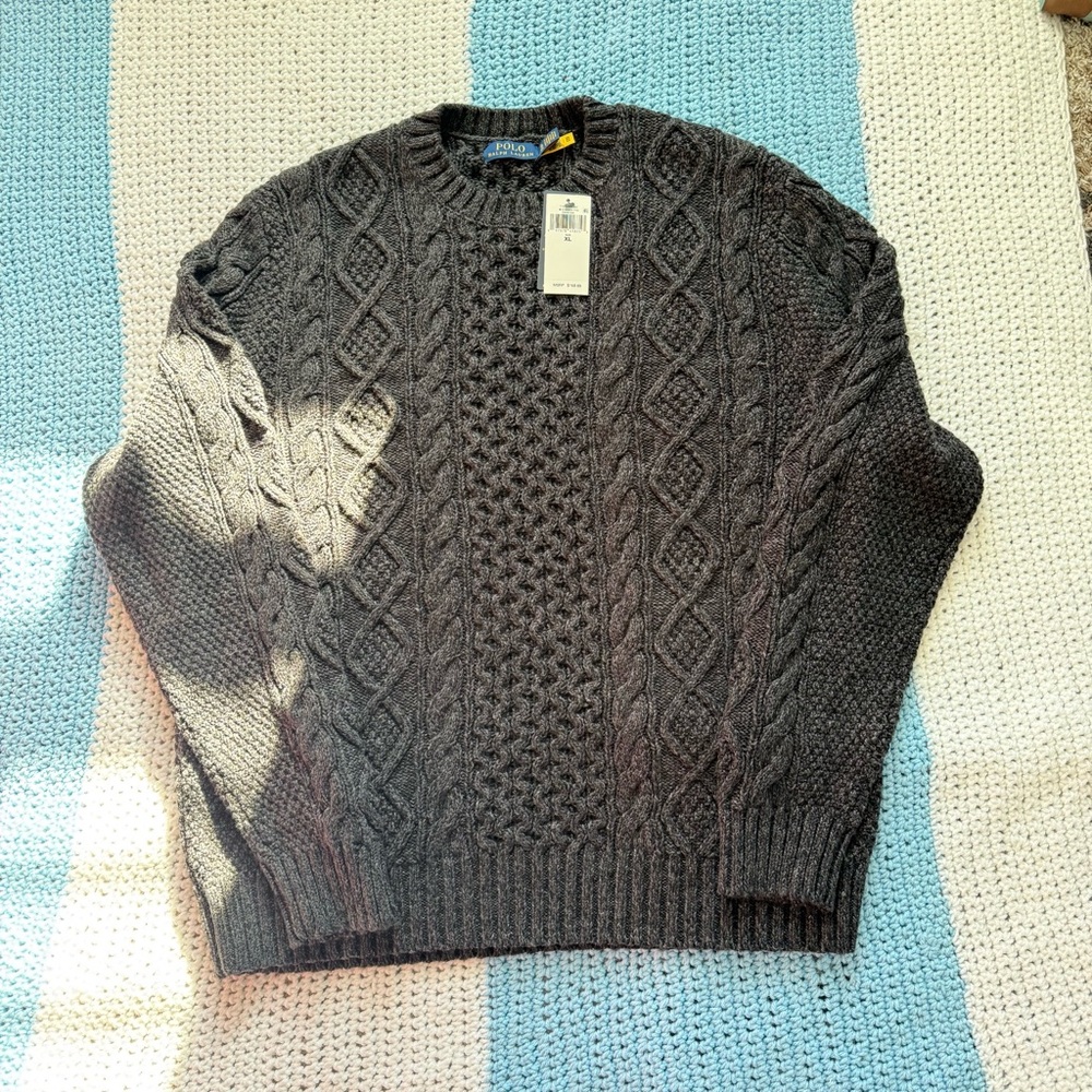 Polo Ralph Lauren Charcoal Cable Knit Sweater